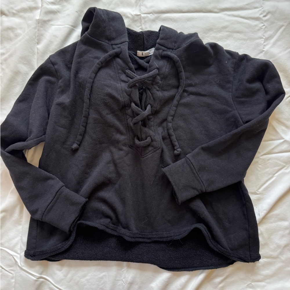 LNA Black Lace-Up Hoodie size M